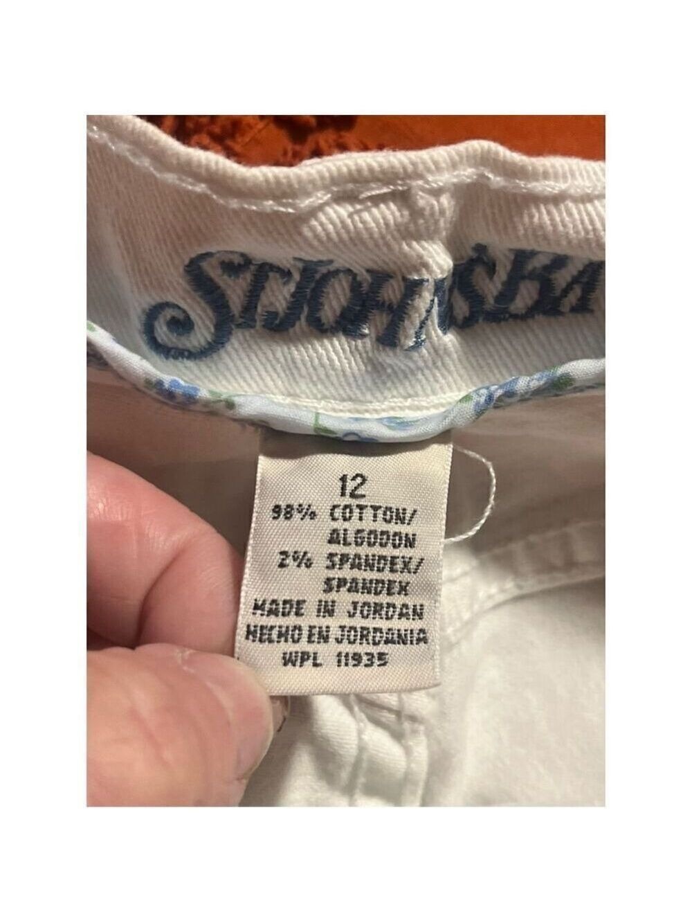 St Johns Bay White Jeans blue floral finishes size 12 - Picture 12 of 13